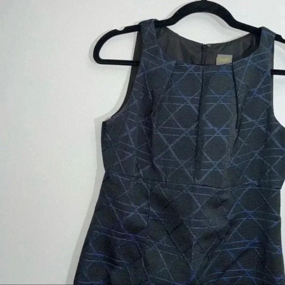 Taylor sleeveless blue/black textured dress 8 - Picture 4 of 7